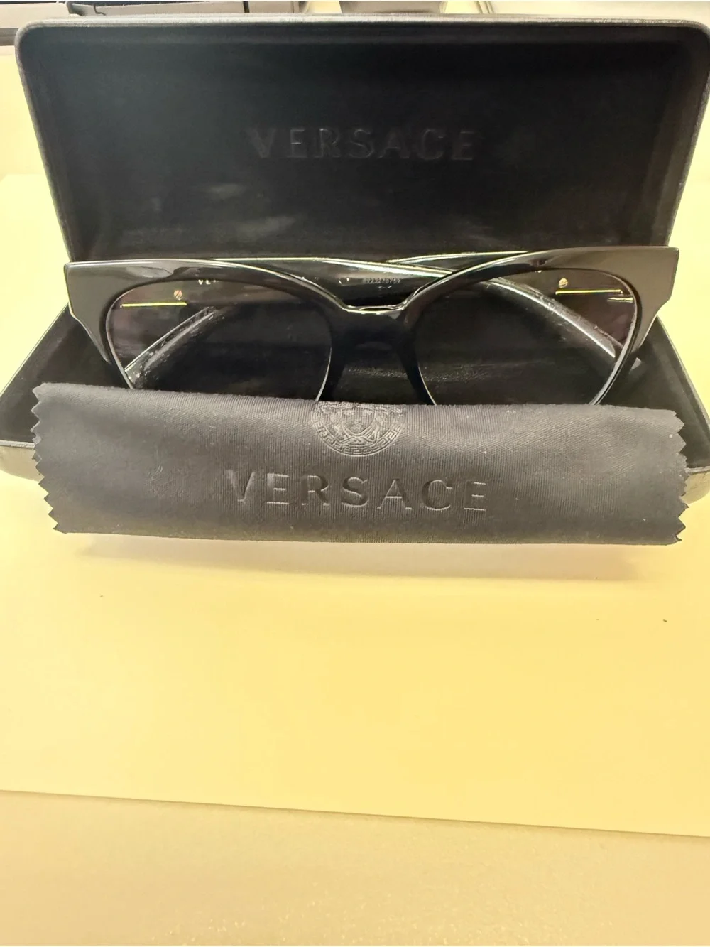 Versace MOD 3294 Black Cat Eye Prescription Eyeglasses Gold Medusa 53-18-140